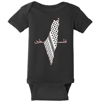 Keffiyeh Palestine Map Arabic Scarf Shemagh Palestinian Flag Baby Bodysuit