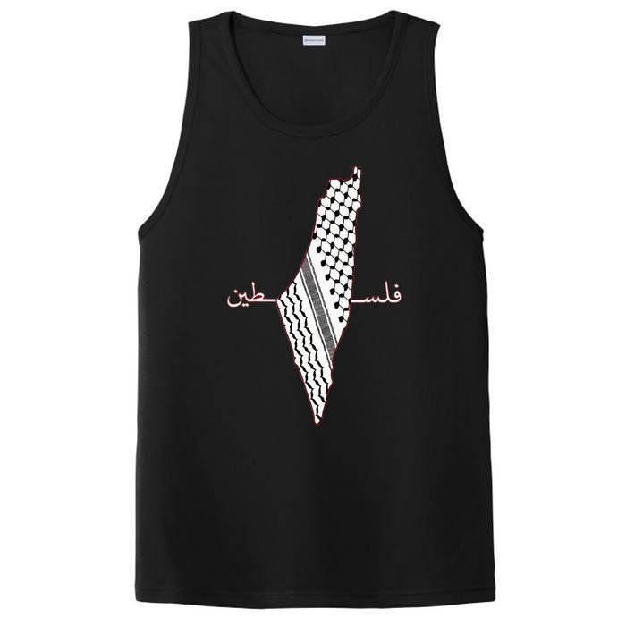 Keffiyeh Palestine Map Arabic Scarf Shemagh Palestinian Flag PosiCharge Competitor Tank