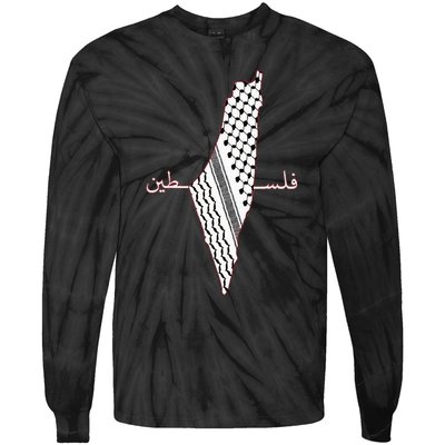 Keffiyeh Palestine Map Arabic Scarf Shemagh Palestinian Flag Tie-Dye Long Sleeve Shirt