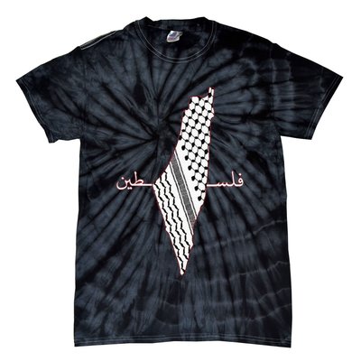 Keffiyeh Palestine Map Arabic Scarf Shemagh Palestinian Flag Tie-Dye T-Shirt