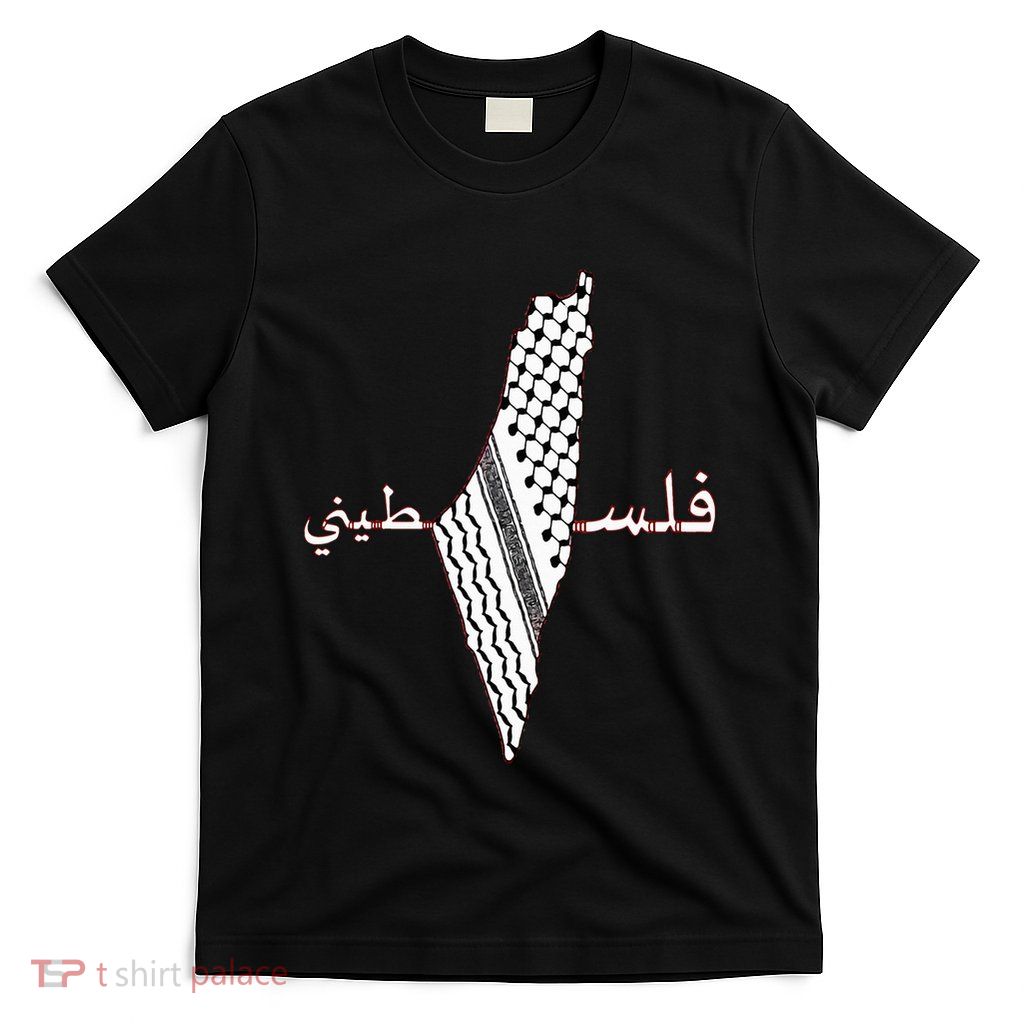 Keffiyeh Palestine Map  Scarf Shemagh Palestinians T-Shirt