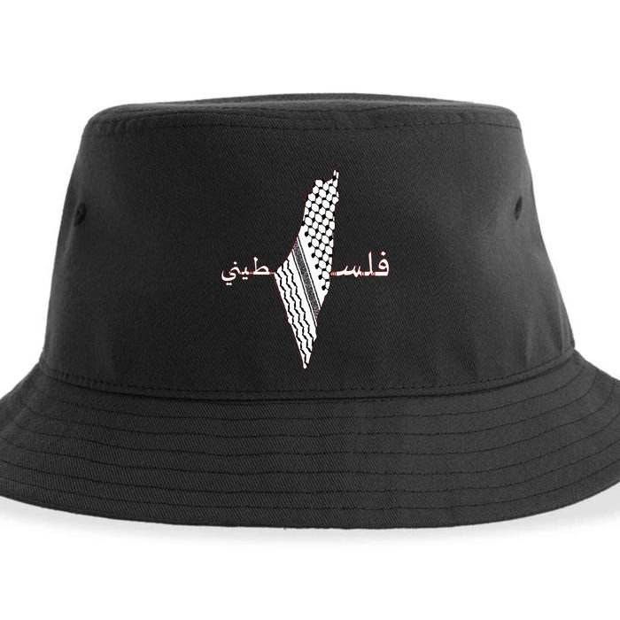 Keffiyeh Palestine Map  Scarf Shemagh Palestinians Sustainable Bucket Hat