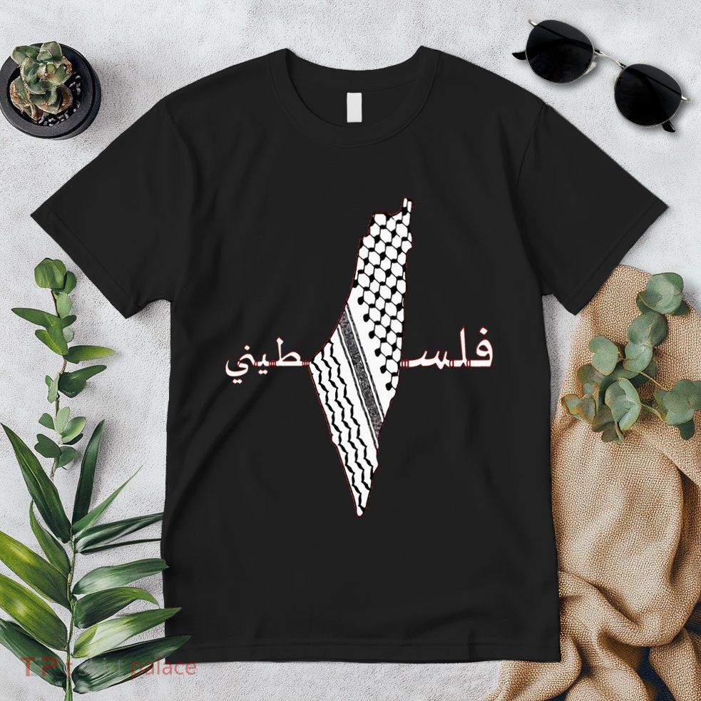 Keffiyeh Palestine Map  Scarf Shemagh Palestinians Premium T-Shirt