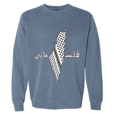 Keffiyeh Palestine Map  Scarf Shemagh Palestinians Garment-Dyed Sweatshirt