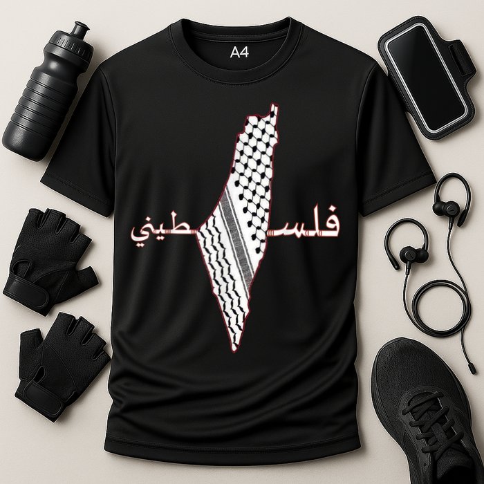 Keffiyeh Palestine Map Scarf Shemagh Palestinians Cooling Performance Crew T-Shirt