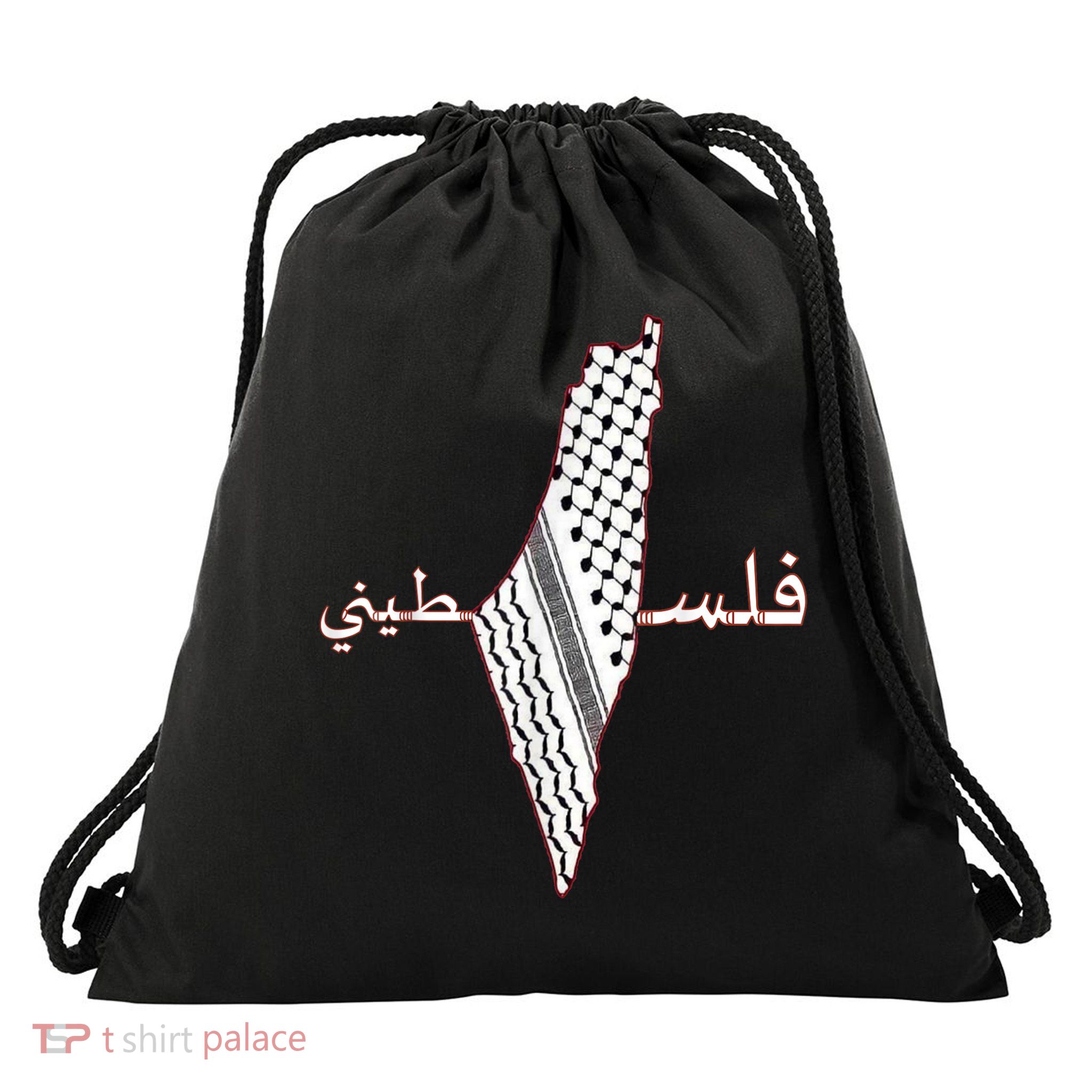 Keffiyeh Palestine Map Scarf Shemagh Palestinians Drawstring Bag