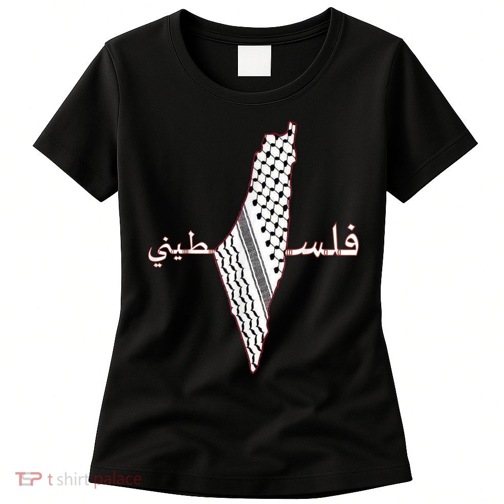 Keffiyeh Palestine Map Scarf Shemagh Palestinians Womens T-Shirt