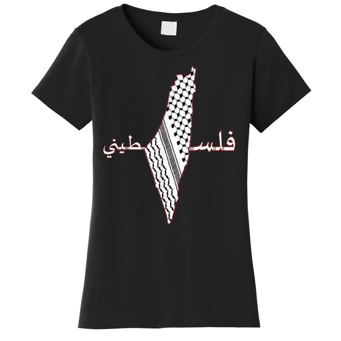 Keffiyeh Palestine Map Scarf Shemagh Palestinians Women's T-Shirt