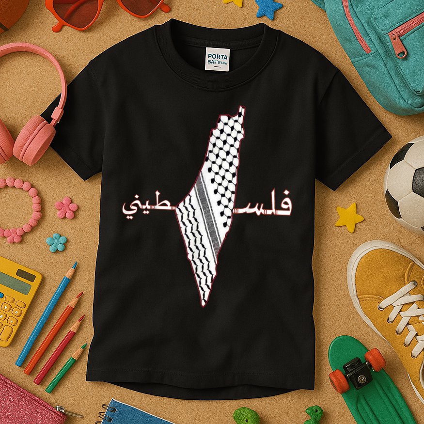 Keffiyeh Palestine Map Scarf Shemagh Palestinians Kids T-Shirt