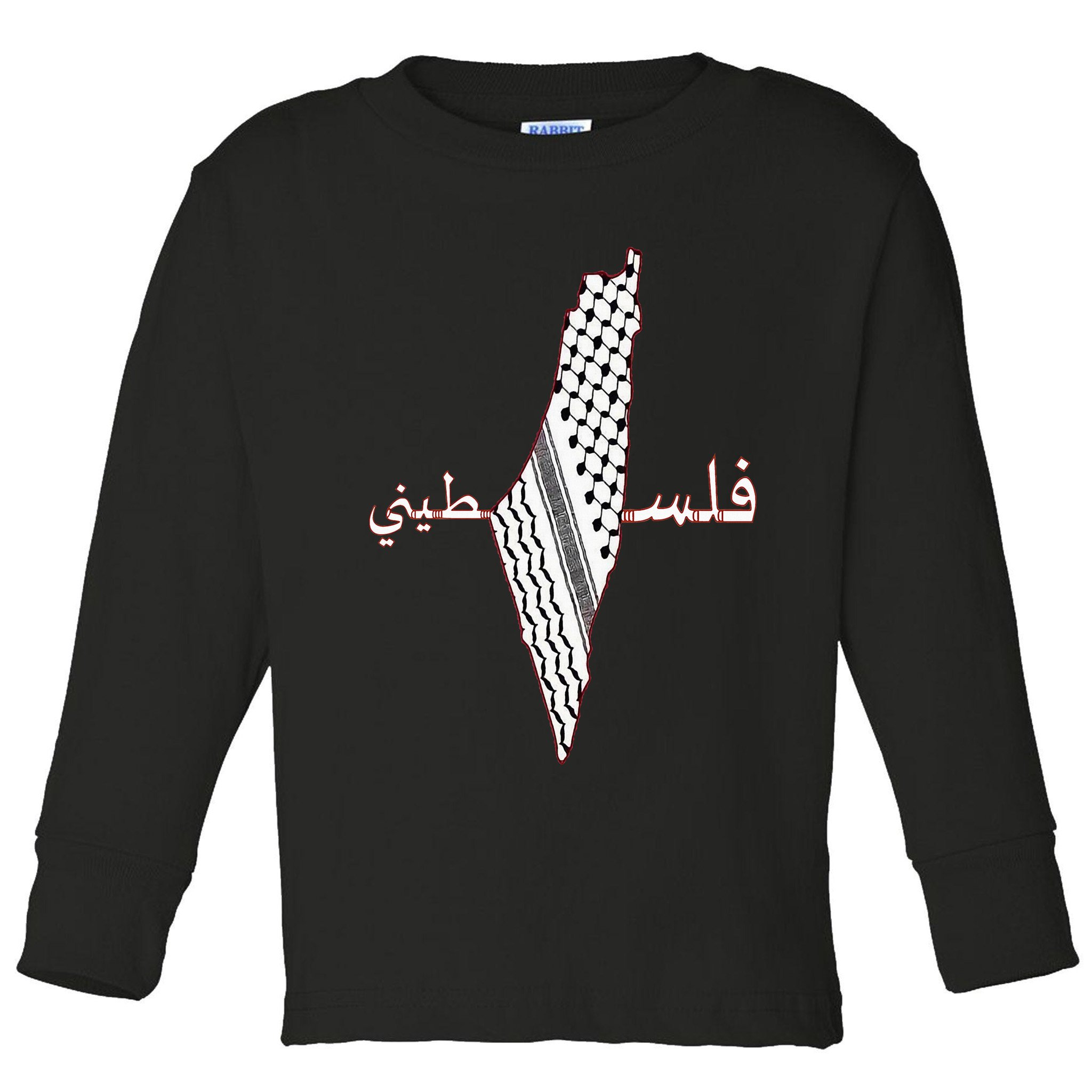 Keffiyeh Palestine Map Scarf Shemagh Palestinians Toddler Long Sleeve Shirt