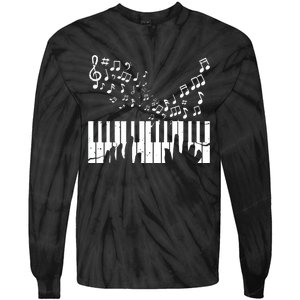 Keyboard Pianist Musician Piano Keys Gift Tie-Dye Long Sleeve Shirt