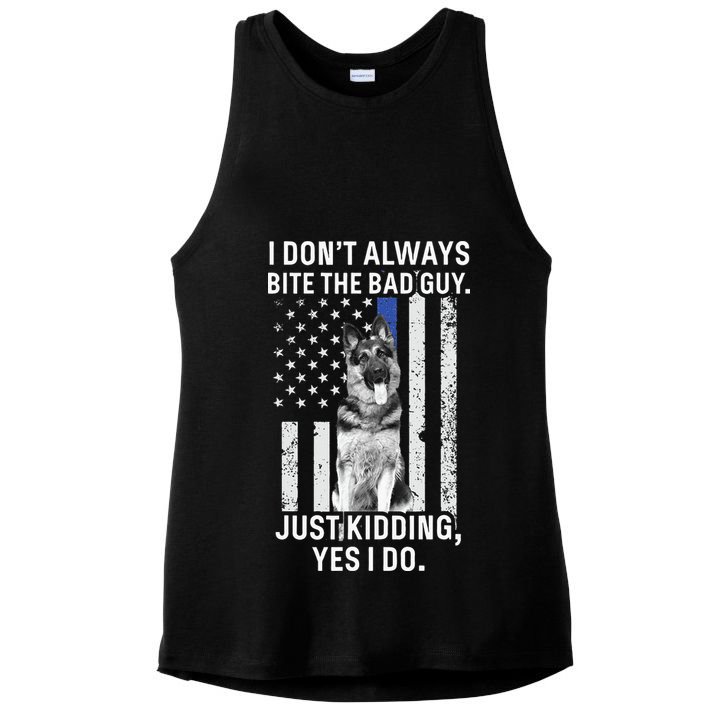 K9 Police Officer German Shepherd Funny Thin Blue Line Ladies PosiCharge Tri-Blend Wicking Tank