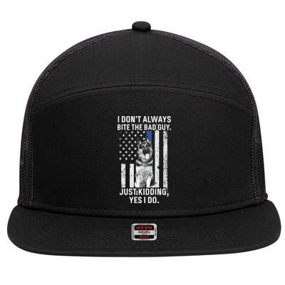 K9 Police Officer German Shepherd Funny Thin Blue Line 7 Panel Mesh Trucker Snapback Hat