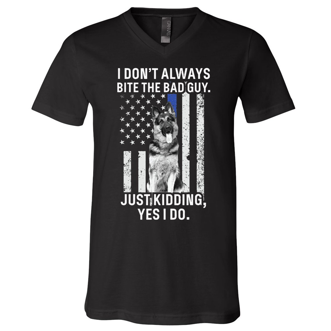 K9 Police Officer German Shepherd Funny Thin Blue Line V-Neck T-Shirt