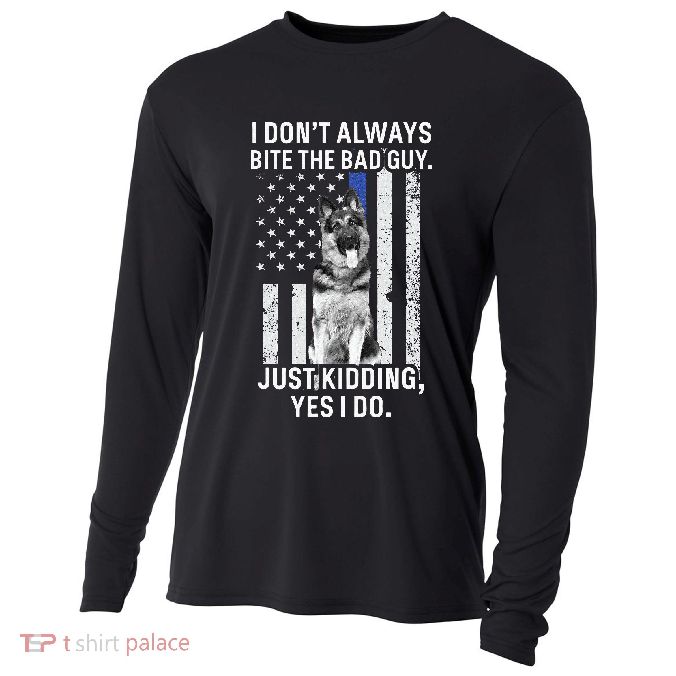K9 Police Officer German Shepherd Funny Thin Blue Line Cooling Performance Long Sleeve Crew