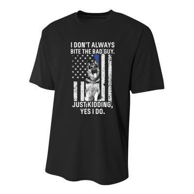 K9 Police Officer German Shepherd Funny Thin Blue Line Youth Performance Sprint T-Shirt