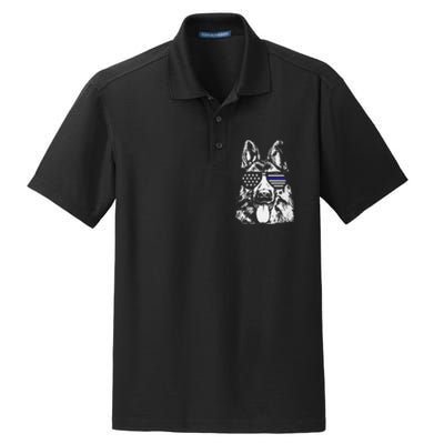 K9 Police Officer Police Dog Thin Blue Line Gift Dry Zone Grid Polo