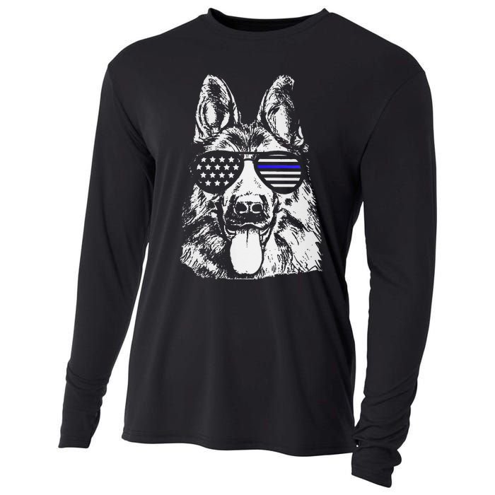 K9 Police Officer Police Dog Thin Blue Line Gift Cooling Performance Long Sleeve Crew