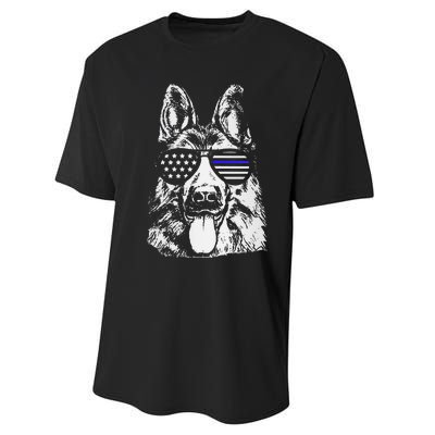 K9 Police Officer Police Dog Thin Blue Line Gift Performance Sprint T-Shirt