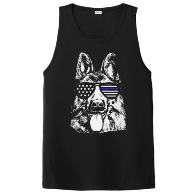 K9 Police Officer Police Dog Thin Blue Line Gift PosiCharge Competitor Tank