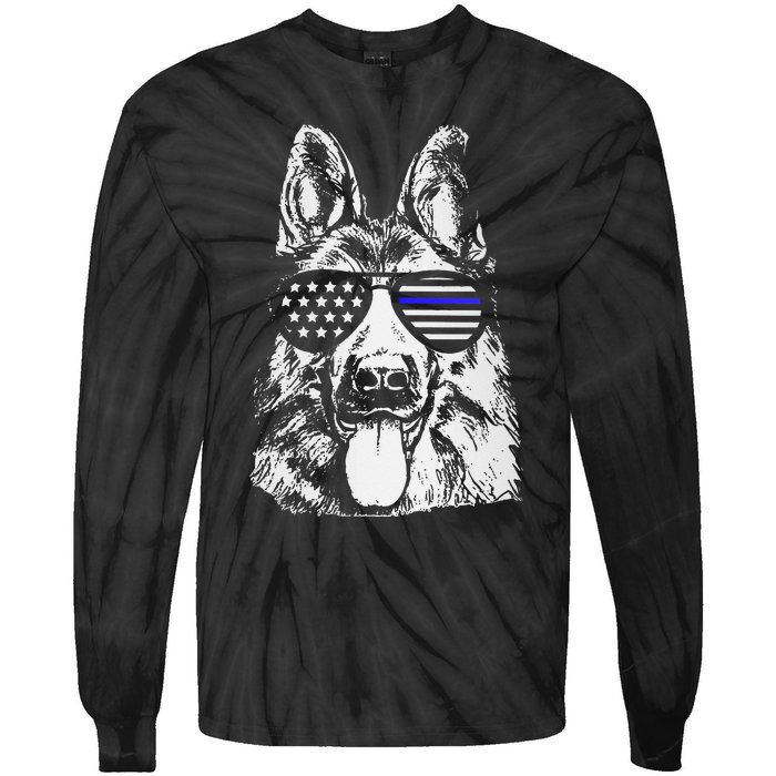 K9 Police Officer Police Dog Thin Blue Line Gift Tie-Dye Long Sleeve Shirt