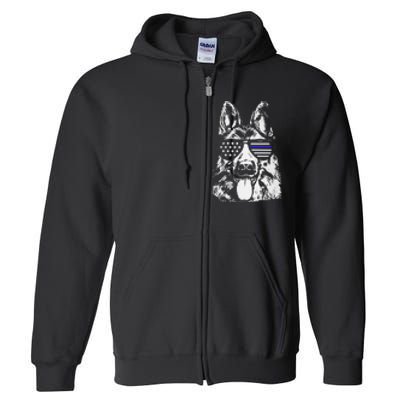 K9 Police Officer Police Dog Thin Blue Line Gift Full Zip Hoodie