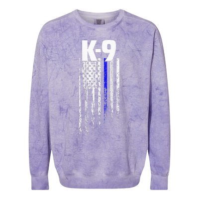 K9 Police Officer USA Flag LEO Cops Law Enforcement Colorblast Crewneck Sweatshirt