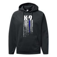 K9 Police Officer USA Flag LEO Cops Law Enforcement Performance Fleece Hoodie