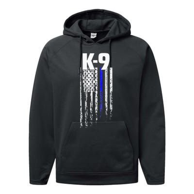 K9 Police Officer USA Flag LEO Cops Law Enforcement Performance Fleece Hoodie