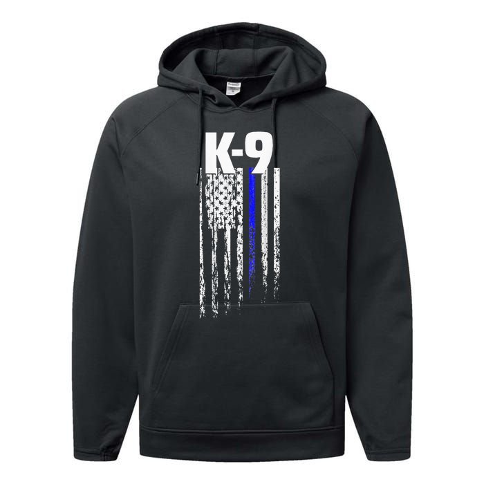 K9 Police Officer USA Flag LEO Cops Law Enforcement Performance Fleece Hoodie