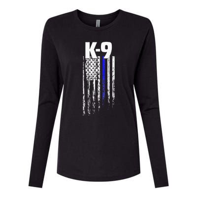 K9 Police Officer USA Flag LEO Cops Law Enforcement Womens Cotton Relaxed Long Sleeve T-Shirt