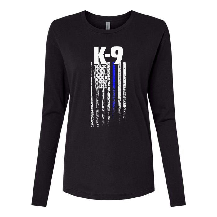 K9 Police Officer USA Flag LEO Cops Law Enforcement Womens Cotton Relaxed Long Sleeve T-Shirt