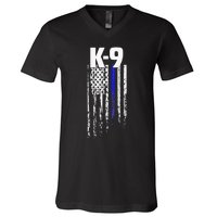 K9 Police Officer USA Flag LEO Cops Law Enforcement V-Neck T-Shirt