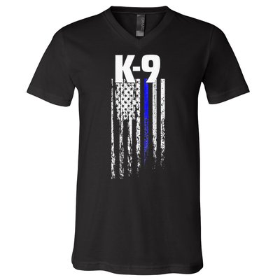 K9 Police Officer USA Flag LEO Cops Law Enforcement V-Neck T-Shirt