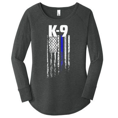 K9 Police Officer USA Flag LEO Cops Law Enforcement Women's Perfect Tri Tunic Long Sleeve Shirt