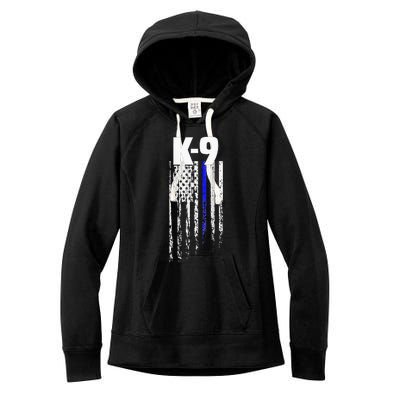 K9 Police Officer USA Flag LEO Cops Law Enforcement Women's Fleece Hoodie