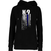 K9 Police Officer USA Flag LEO Cops Law Enforcement Womens Funnel Neck Pullover Hood