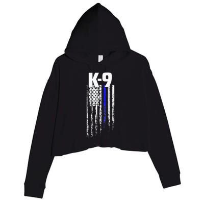 K9 Police Officer USA Flag LEO Cops Law Enforcement Crop Fleece Hoodie