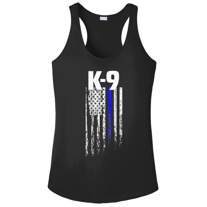 K9 Police Officer USA Flag LEO Cops Law Enforcement Ladies PosiCharge Competitor Racerback Tank