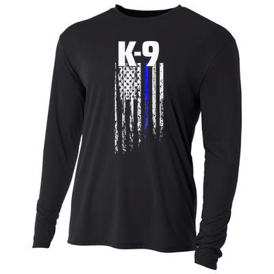 K9 Police Officer USA Flag LEO Cops Law Enforcement Cooling Performance Long Sleeve Crew