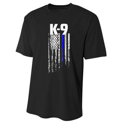 K9 Police Officer USA Flag LEO Cops Law Enforcement Performance Sprint T-Shirt