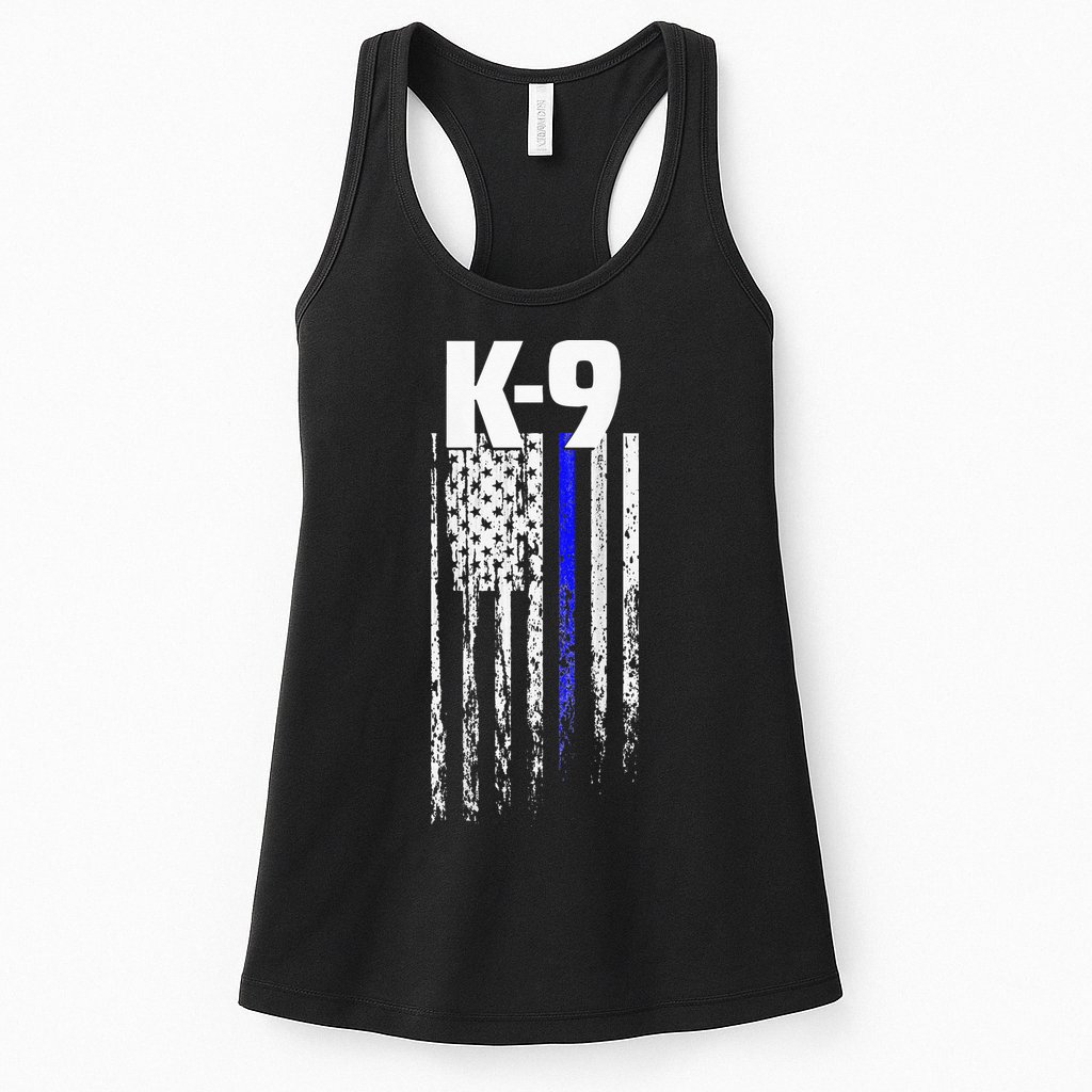 K9 Police Officer USA Flag LEO Cops Law Enforcement Womens Tank Top