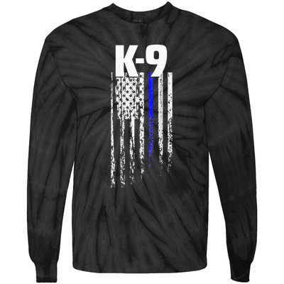 K9 Police Officer USA Flag LEO Cops Law Enforcement Tie-Dye Long Sleeve Shirt