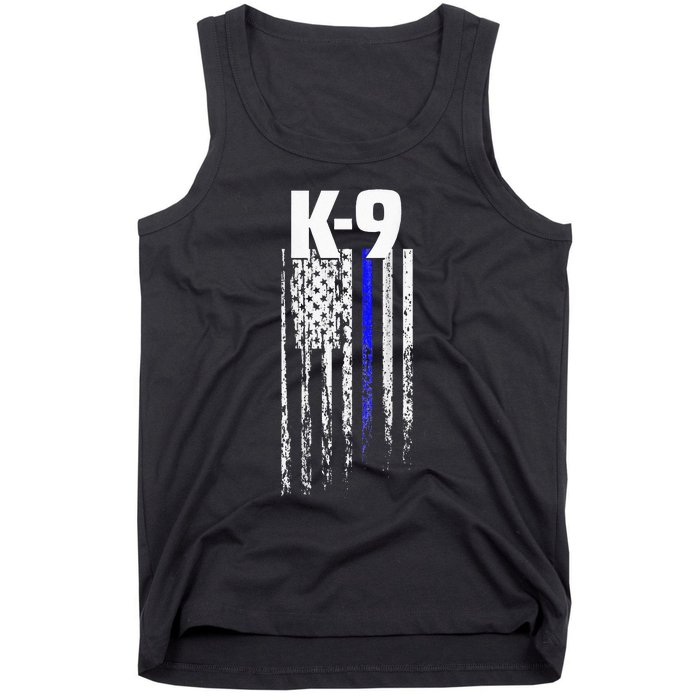 K9 Police Officer USA Flag LEO Cops Law Enforcement Tank Top