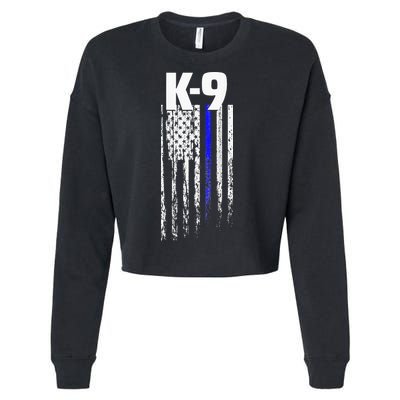K9 Police Officer USA Flag LEO Cops Law Enforcement Cropped Pullover Crew