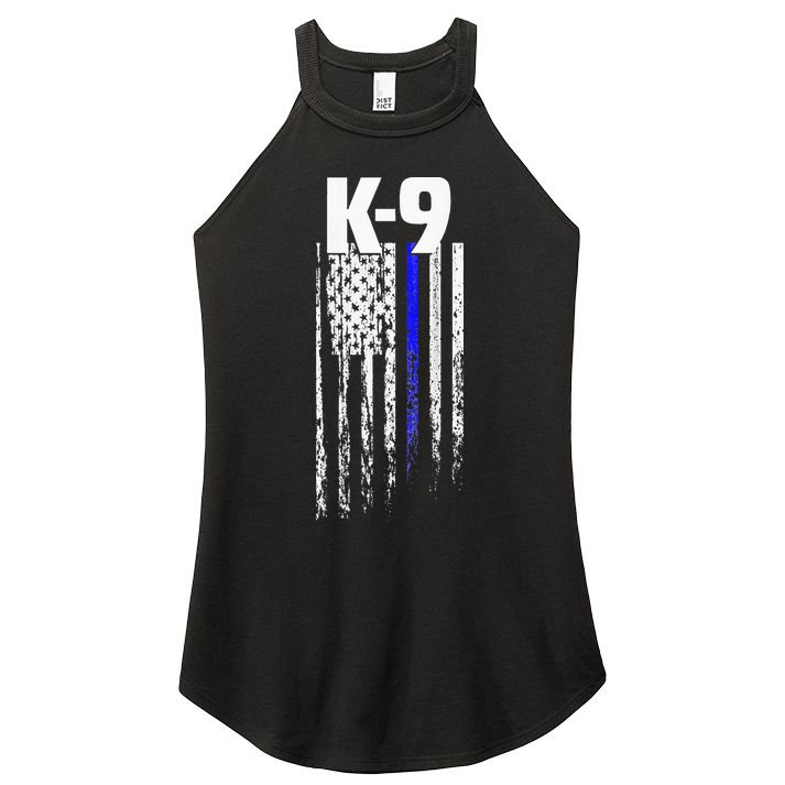 K9 Police Officer USA Flag LEO Cops Law Enforcement Women's Perfect Tri Rocker Tank