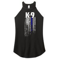 K9 Police Officer USA Flag LEO Cops Law Enforcement Women's Perfect Tri Rocker Tank