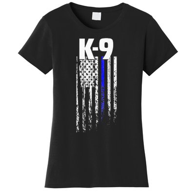 K9 Police Officer USA Flag LEO Cops Law Enforcement Women's T-Shirt