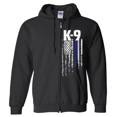 K9 Police Officer USA Flag LEO Cops Law Enforcement Full Zip Hoodie