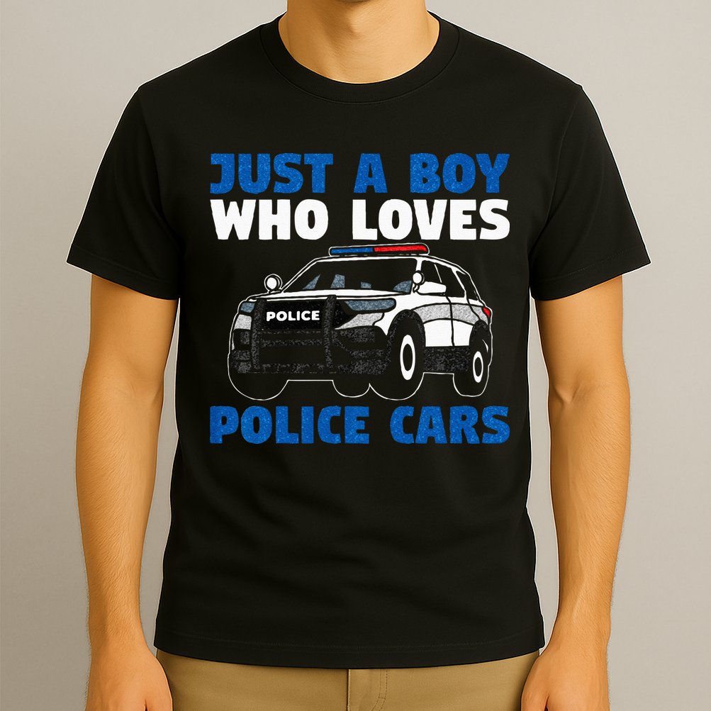 Kids Police Officer Just A Boy Who Loves Police Cars T-Shirt